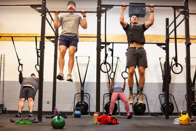 Members working out together during a group class