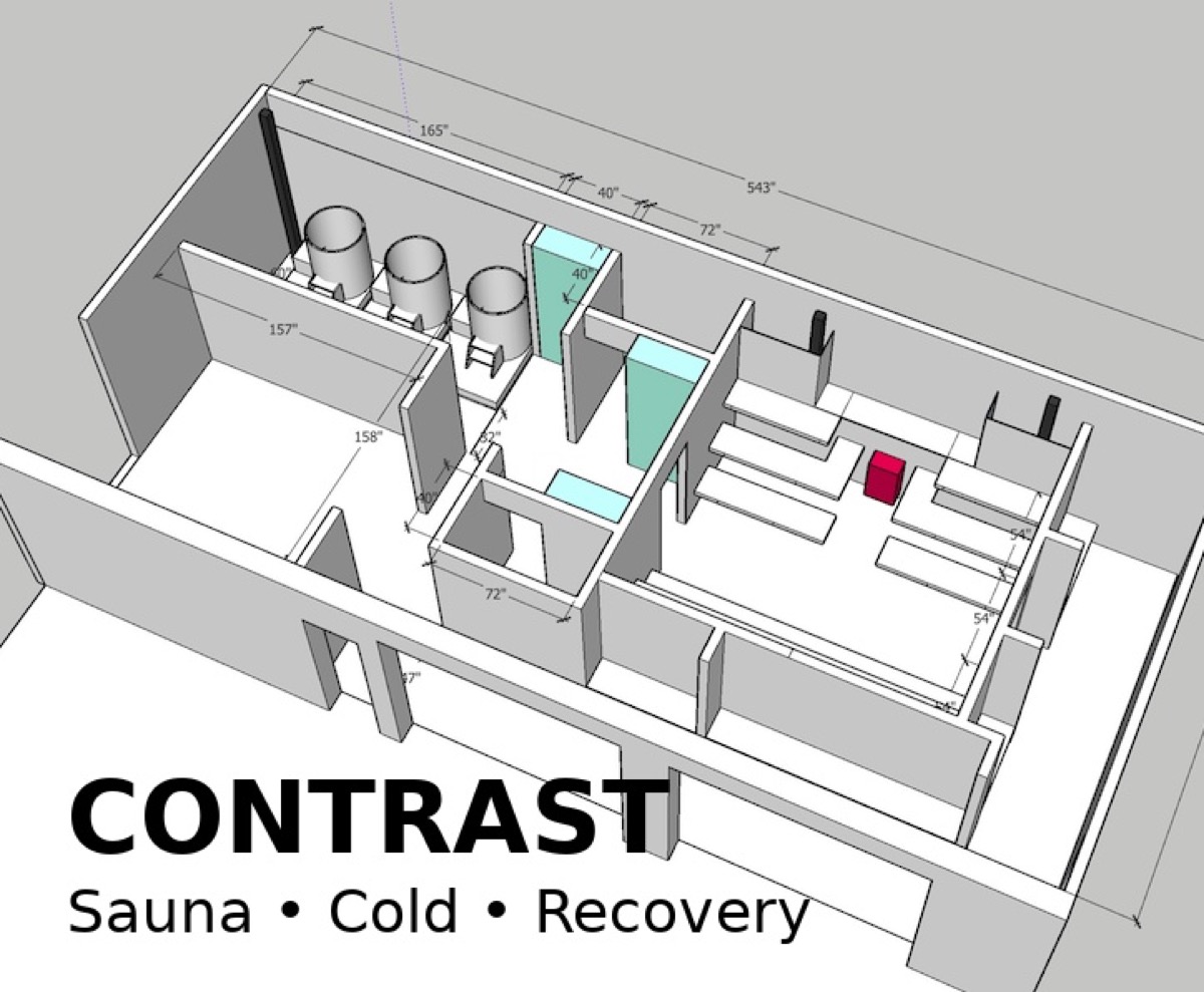 Contrast Studio rendering — Sauna, Cold, Recovery